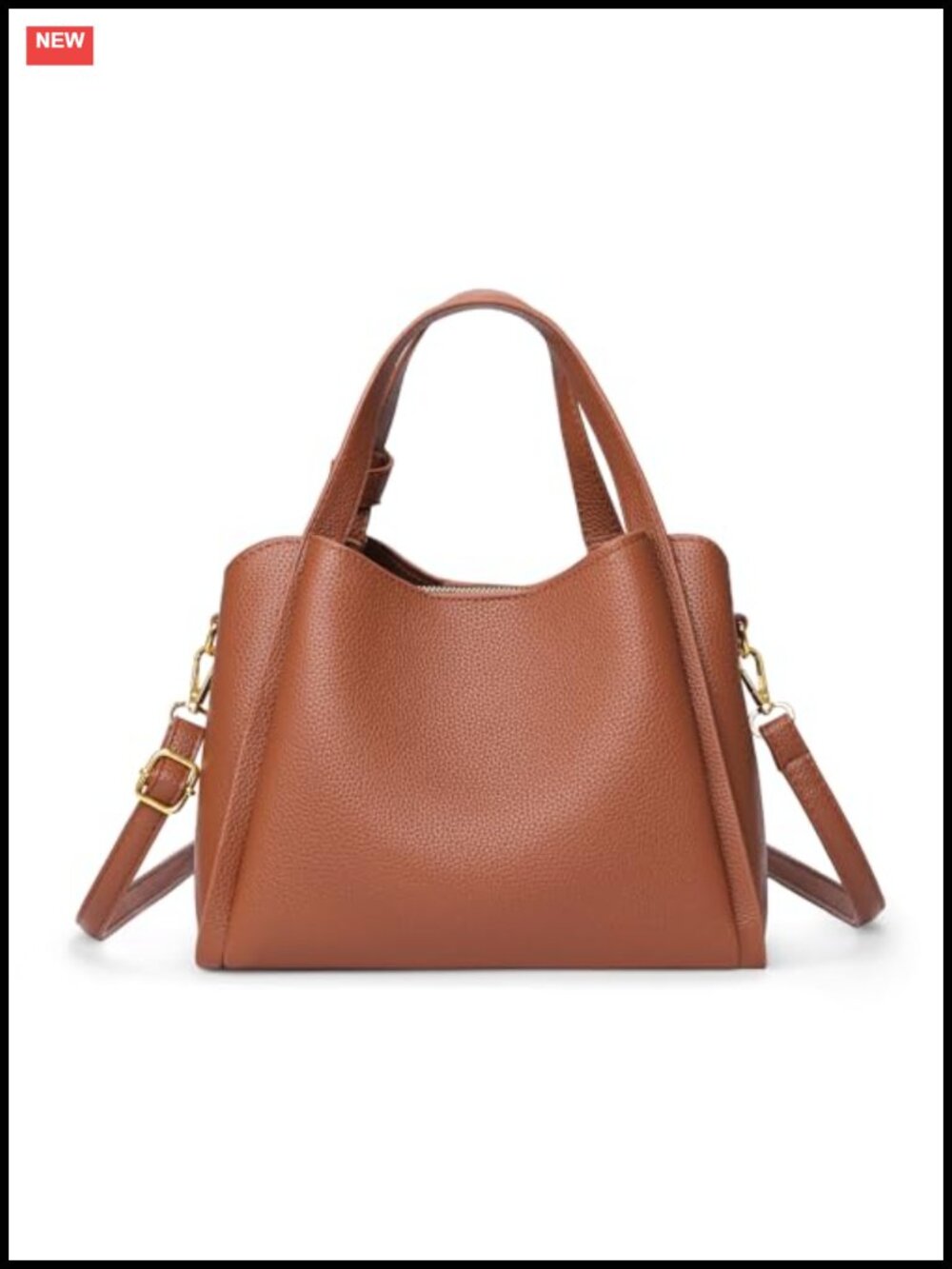 Faux Leather Satchel Tote Crossbody Bag with Adjustable Strap